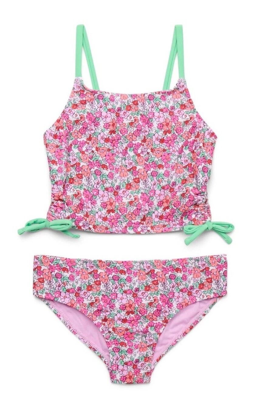 Wonder Nation Girl's Tankini Top Floral Side Ties Bathing Suit XS 4-5